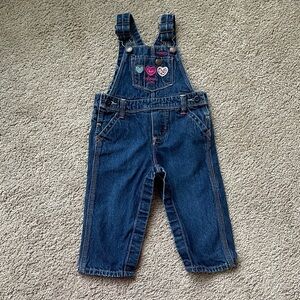 Vintage Osh Kosh B’Gosh Little Girls Overalls 12 Month Denim Farm Girl Toddler
